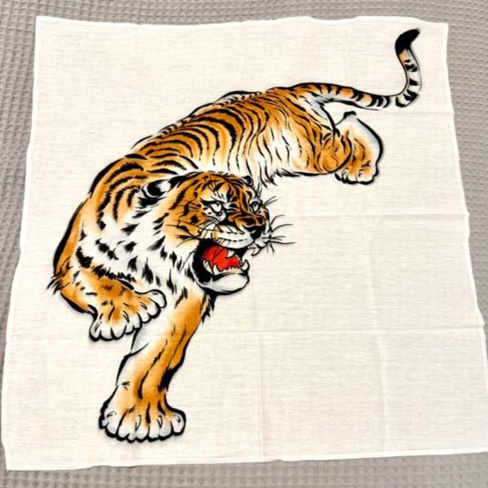Roaring Tiger Bandana 22x22 Orange Black White Statement Print New